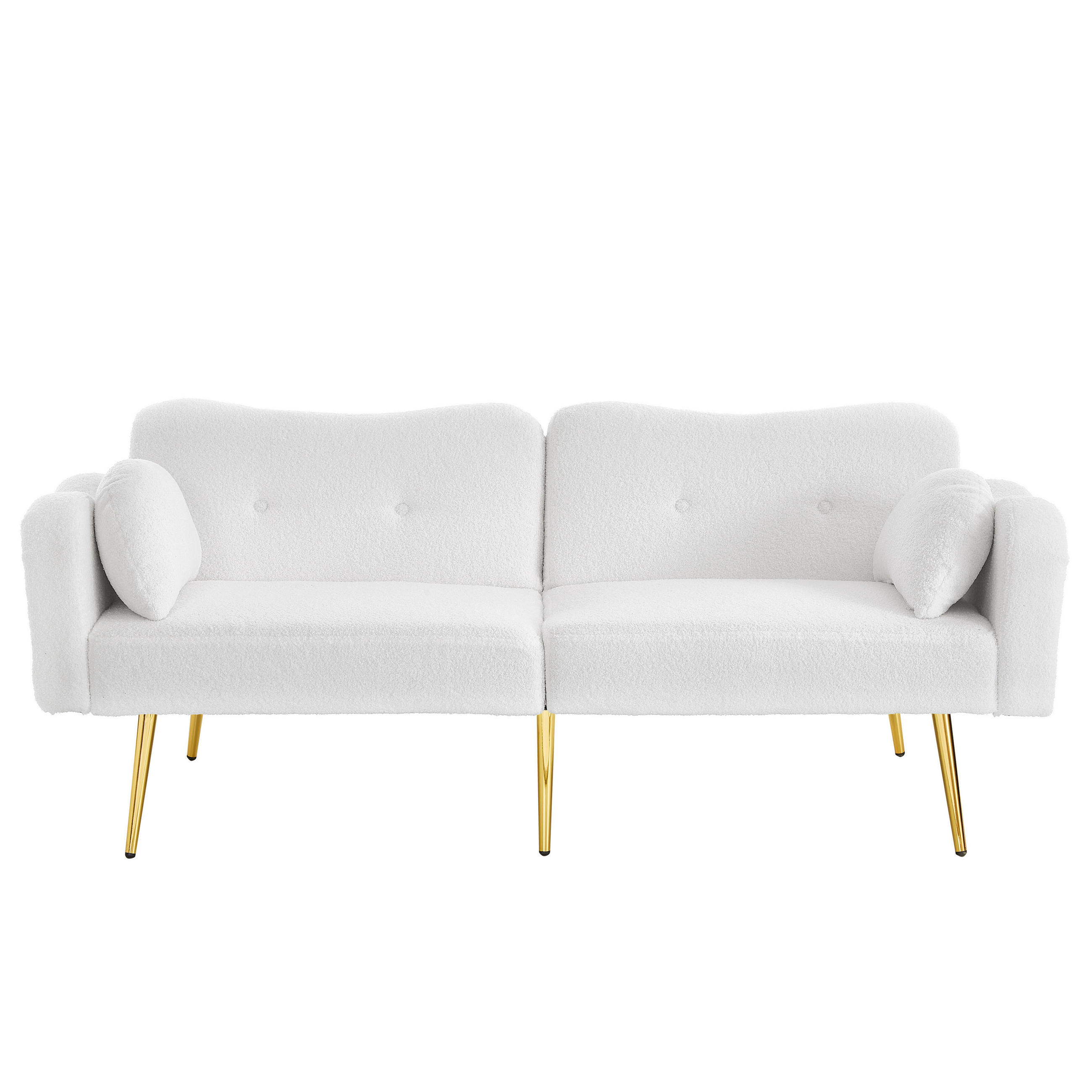 SOFABETT Zweisitzer Wollmischgewebe mit 3-fach verstellbarer Rückenlehne Weiß 175/79/82 cm - Weiß, Textil (79/82/175cm) - Redom