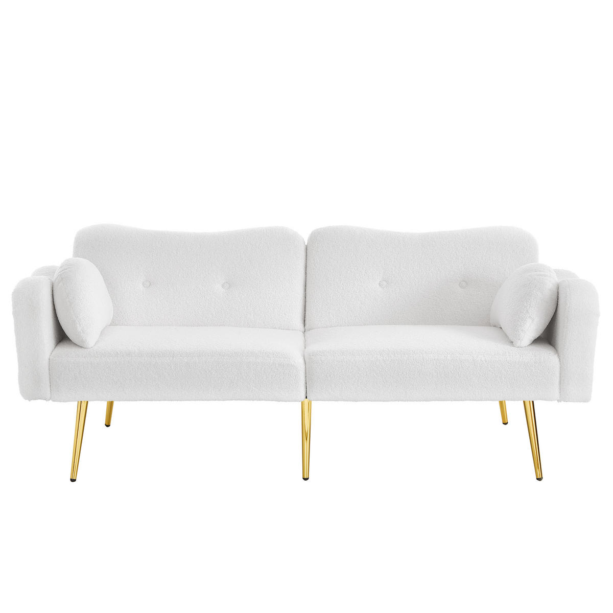 SOFABETT Zweisitzer Wollmischgewebe mit 3-fach verstellbarer Rückenlehne Weiß 175/79/82 cm - Weiß, Textil (79/82/175cm) - Redom