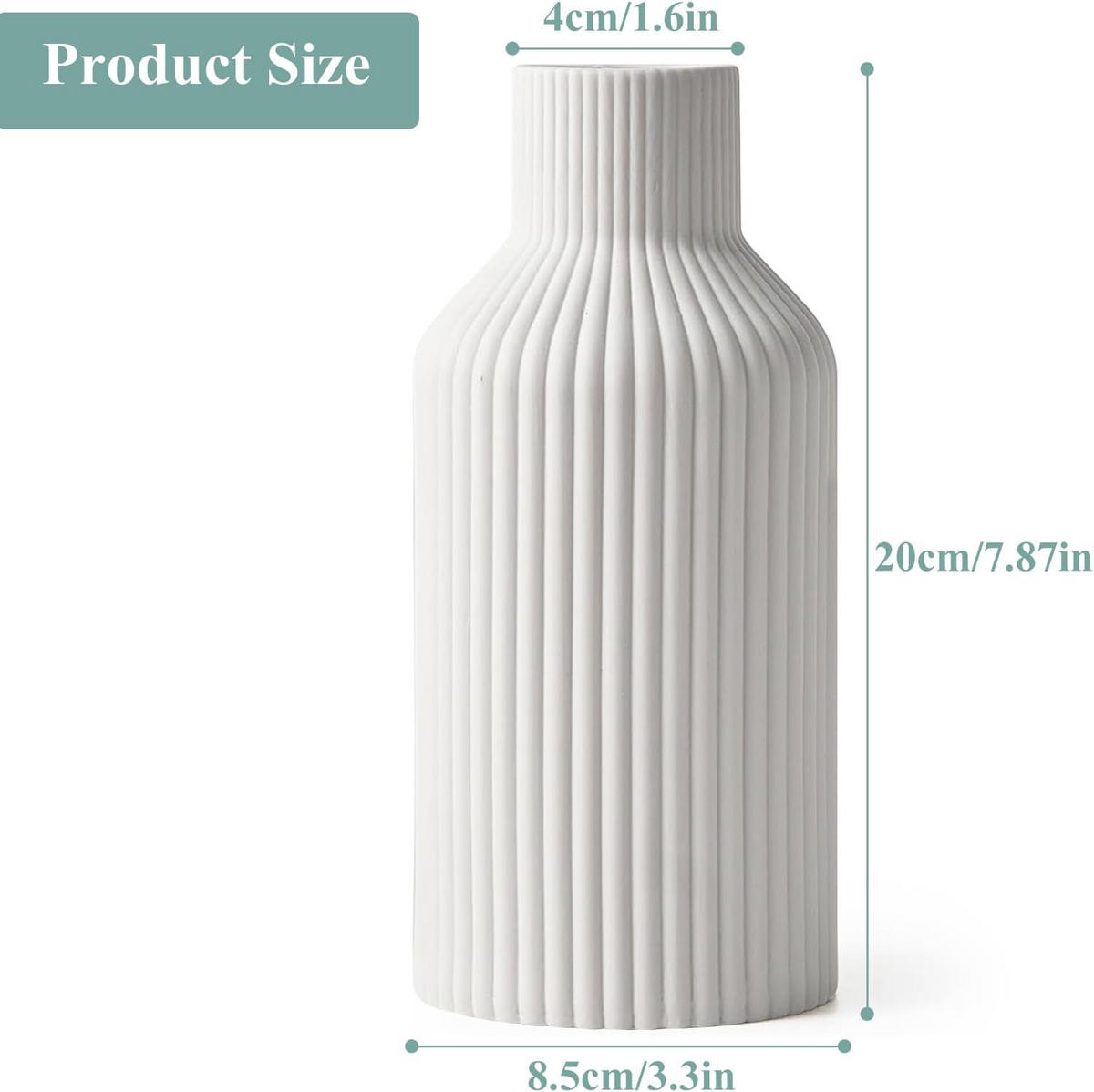 VASE 9 x 9 x 20 cm Keramik - Weiß, Keramik (20cm) - LIBRATON