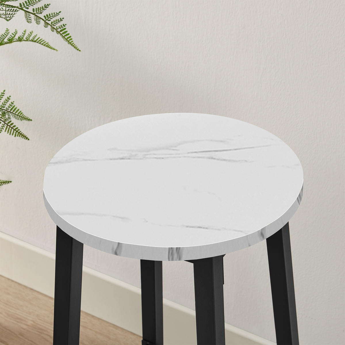 BARHOCKER in Marmor und Schwarz Beine - Schwarz/Weiß, Holzwerkstoff (32/65/32cm) - Home Collective