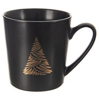 PORZELLANBECHER WEIHNACHTSBAUM, Porzellan, schwarz, 500 ml - Blau, Keramik (0.5L) - Orion 