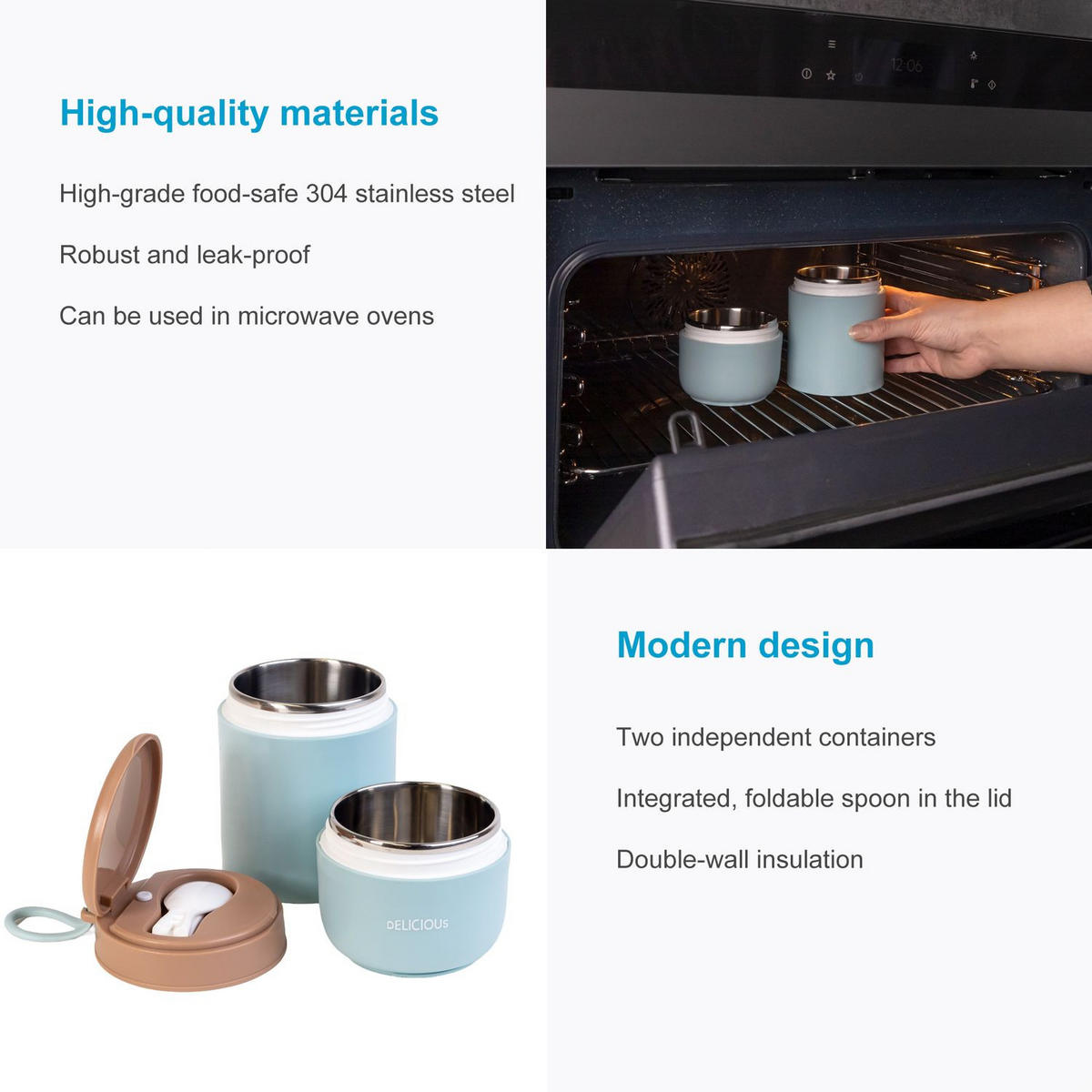 THERMO LUNCH BEHÄLTER 270/370 ml - Blau, Metall (0.37L) - Intirilife