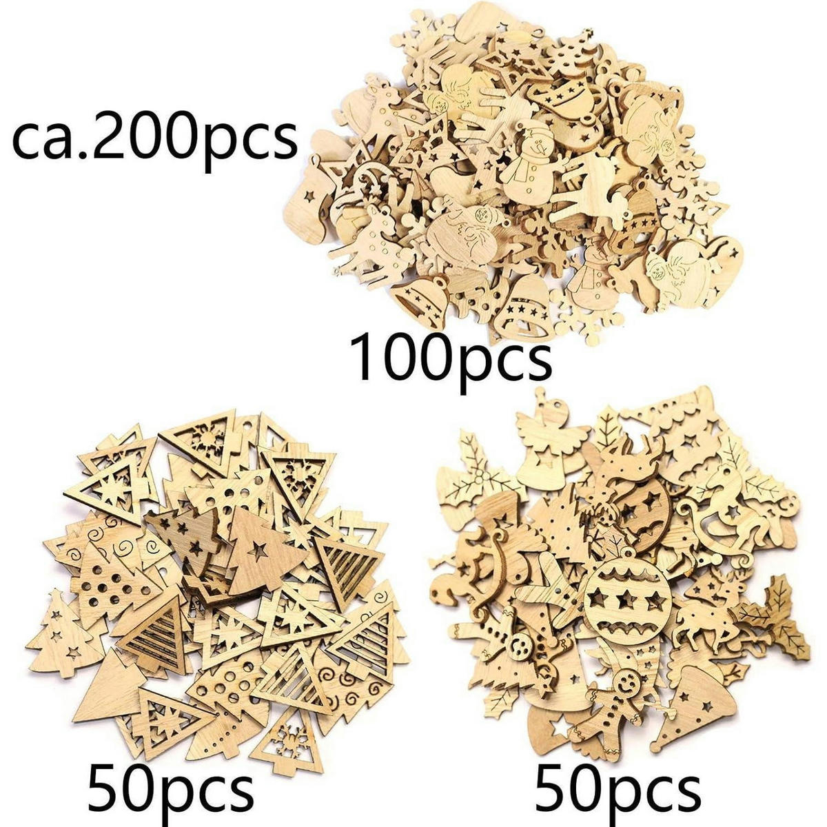 HOLZANHÄNGER 200-teiliges Set Weihnachten Natur - Hellbraun, Holz (1/1/1cm)