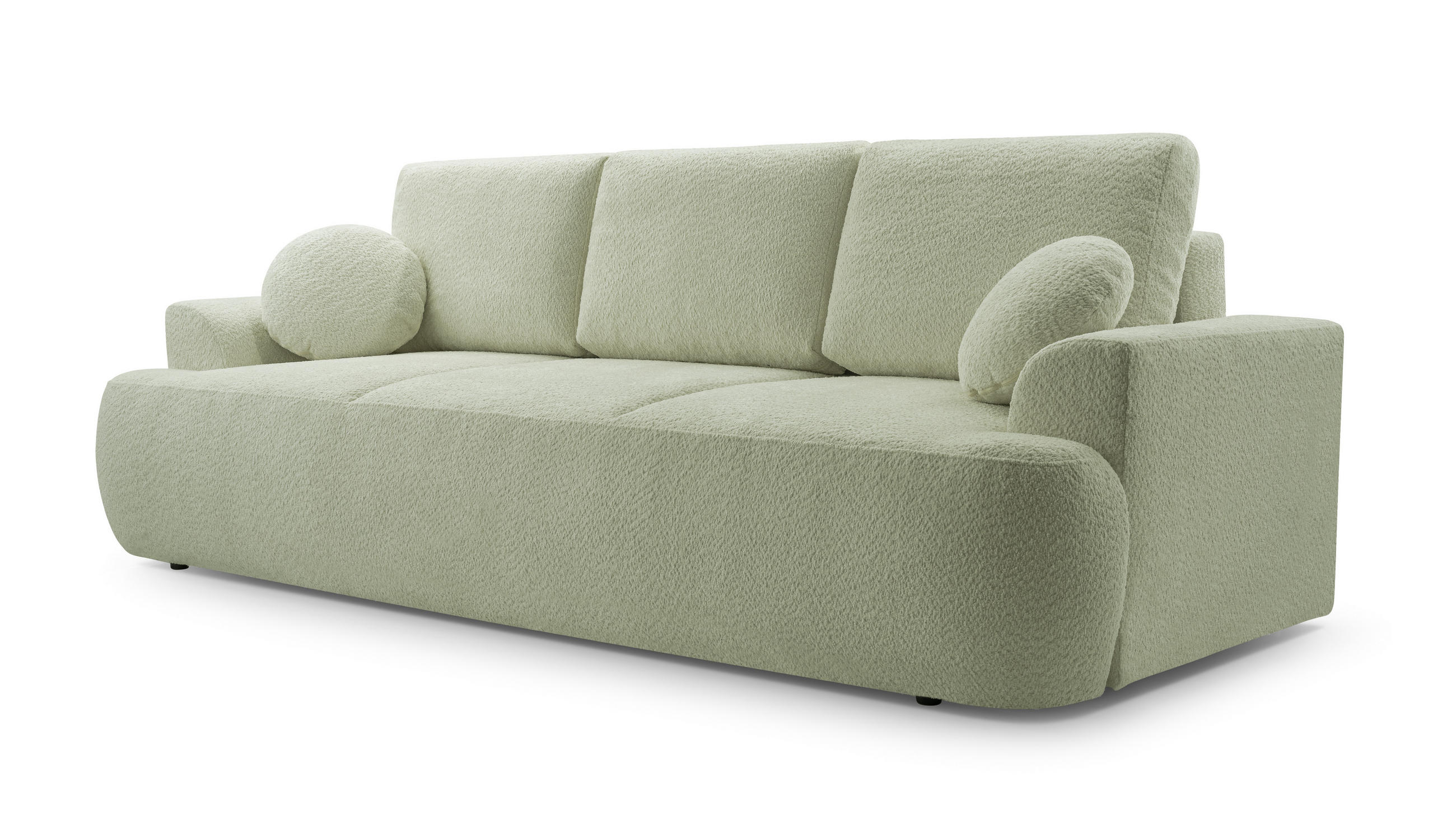 BETTSOFA FILO Grün Bucle-Stoff mit Schlaffunktion - Grün, Textil (110/94/248cm) - MASSENO