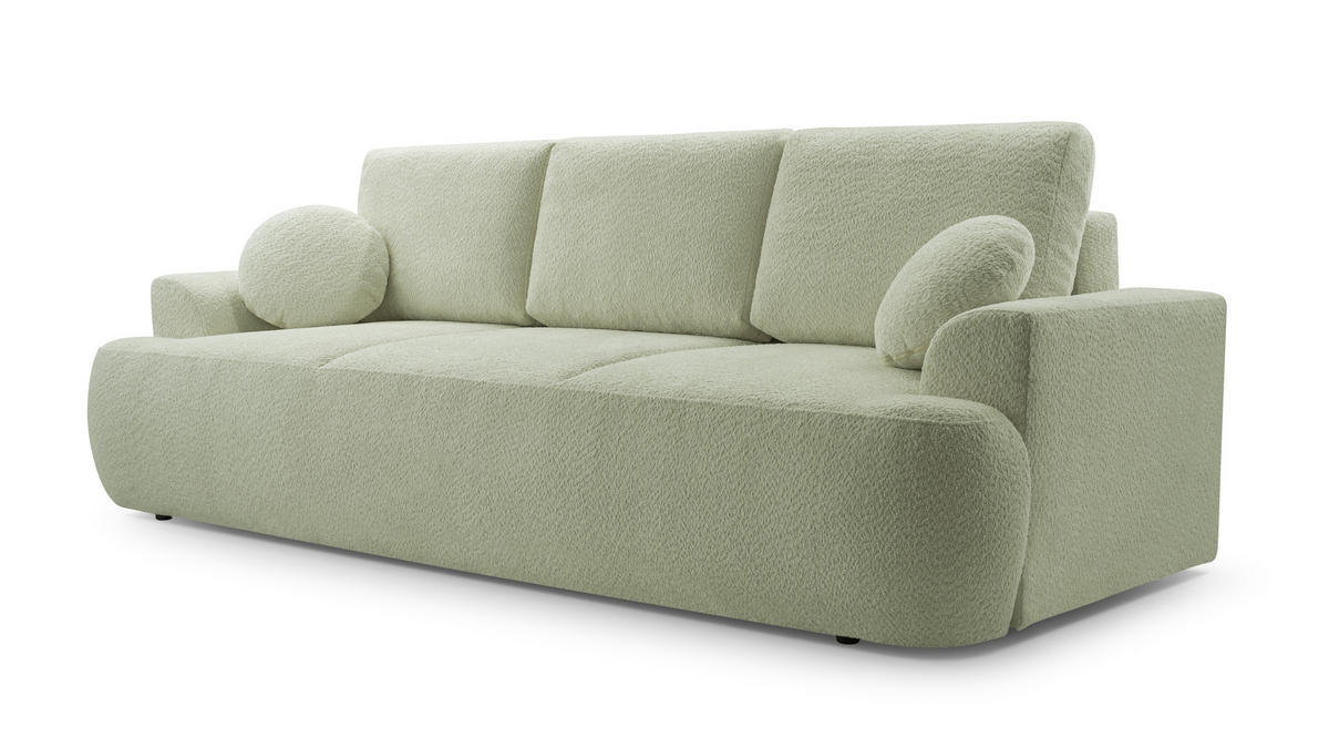 BETTSOFA FILO Grün Bucle-Stoff mit Schlaffunktion - Grün, Textil (110/94/248cm) - MASSENO