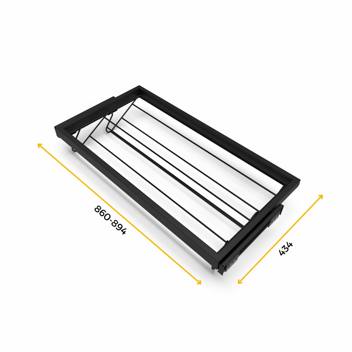 METALL-SCHUH-REGAL set und Rahmen mit sanften Schließen Auszüge für Garderobe, verstellbar, Modul 900mm, Schwarz strukturiert - Schwarz, Metall (100/15/52.5cm) - EMUCA