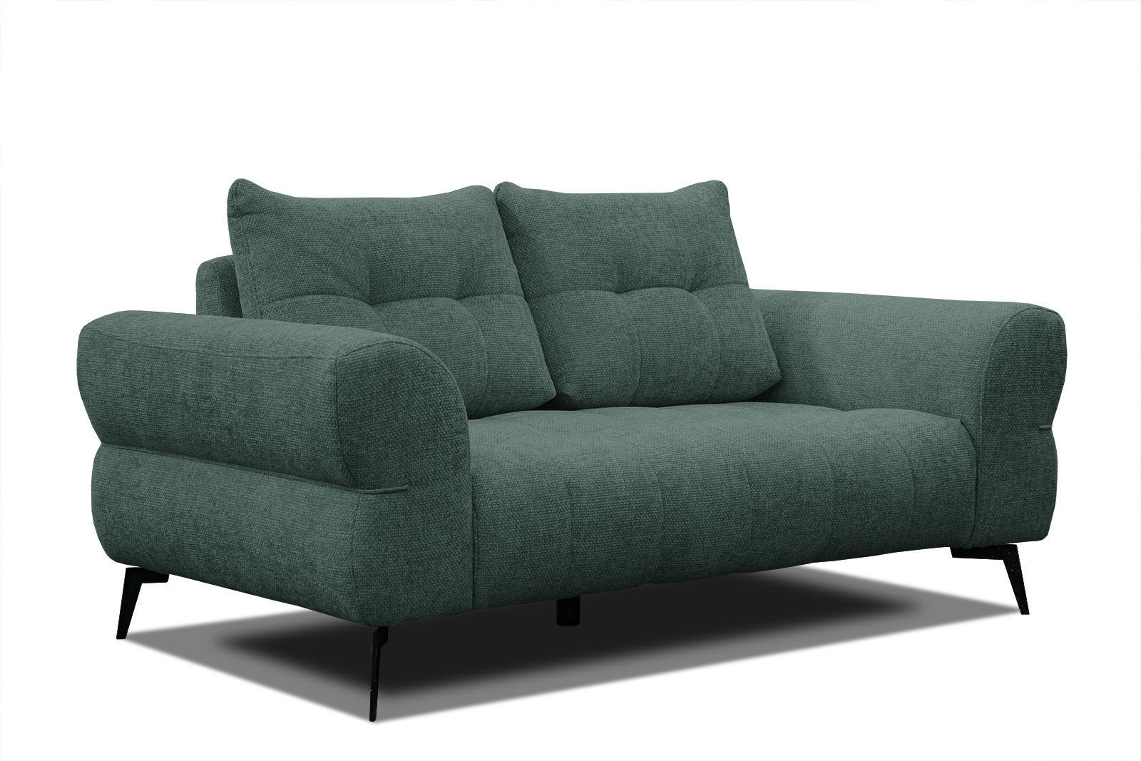 SOFA SALVINI 2-Sitzer, smaragdgrün - Smaragdgrün/Schwarz, Holzwerkstoff/Textil (176/88/99cm) - Courtois Laville