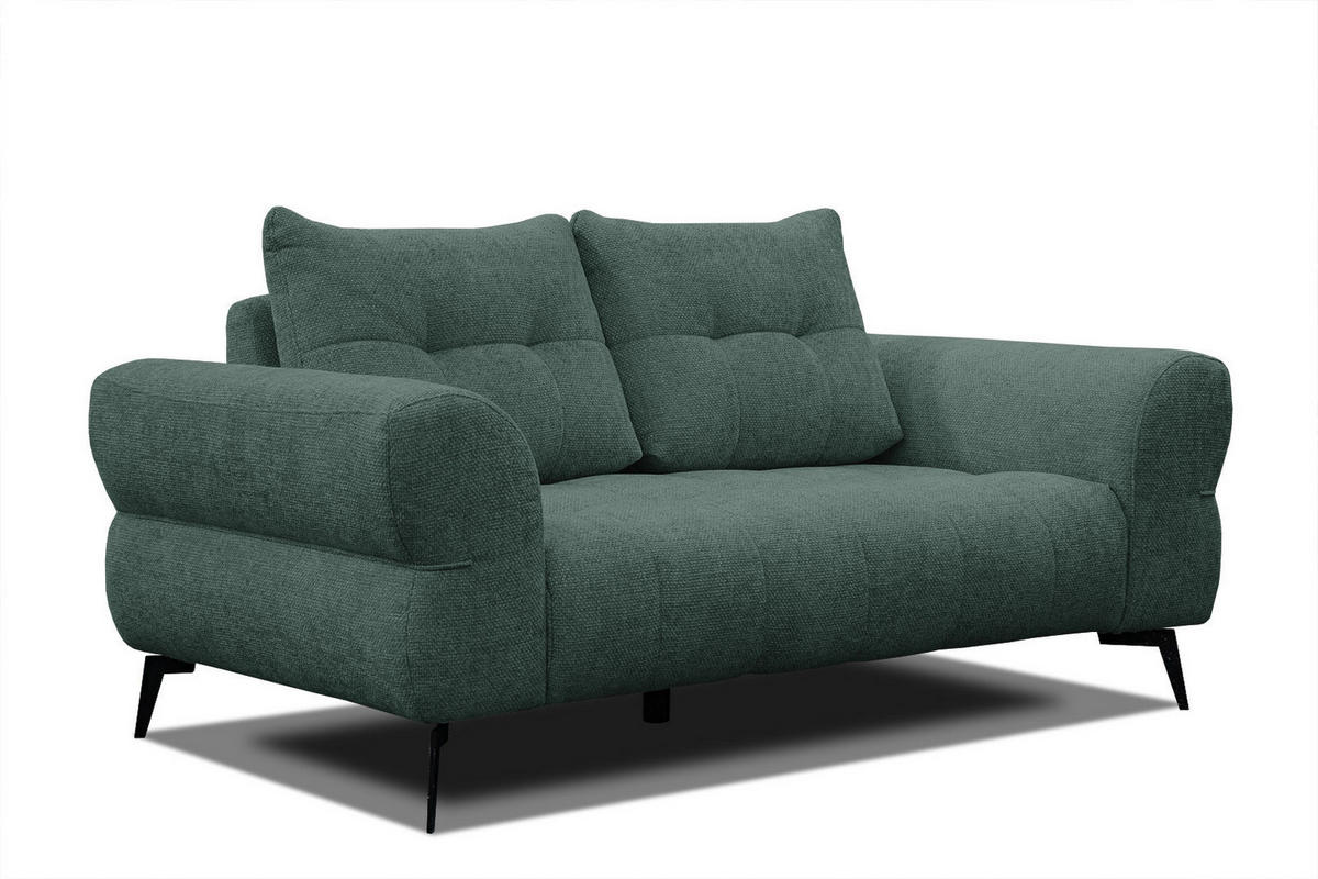 SOFA SALVINI 2-Sitzer, smaragdgrün - Smaragdgrün/Schwarz, Holzwerkstoff/Textil (176/88/99cm) - Courtois Laville