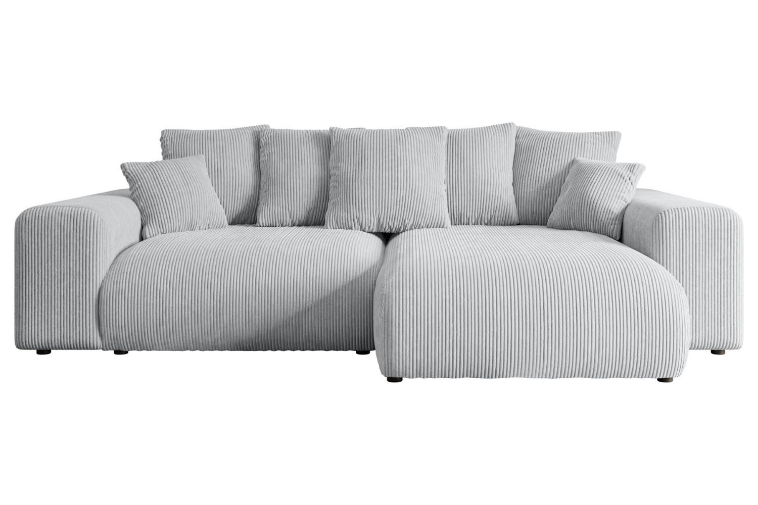 ECKSOFA Ottomane rechts ESKAR-L 266x176x84 Grau Cord - Schwarz/Grau, Holzwerkstoff/Kunststoff (176/266cm) - ALTDECOR