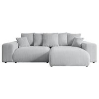 ECKSOFA Ottomane rechts ESKAR-L 266x176x84 Grau Cord - Schwarz/Grau, Holzwerkstoff/Kunststoff (176/266cm) - ALTDECOR