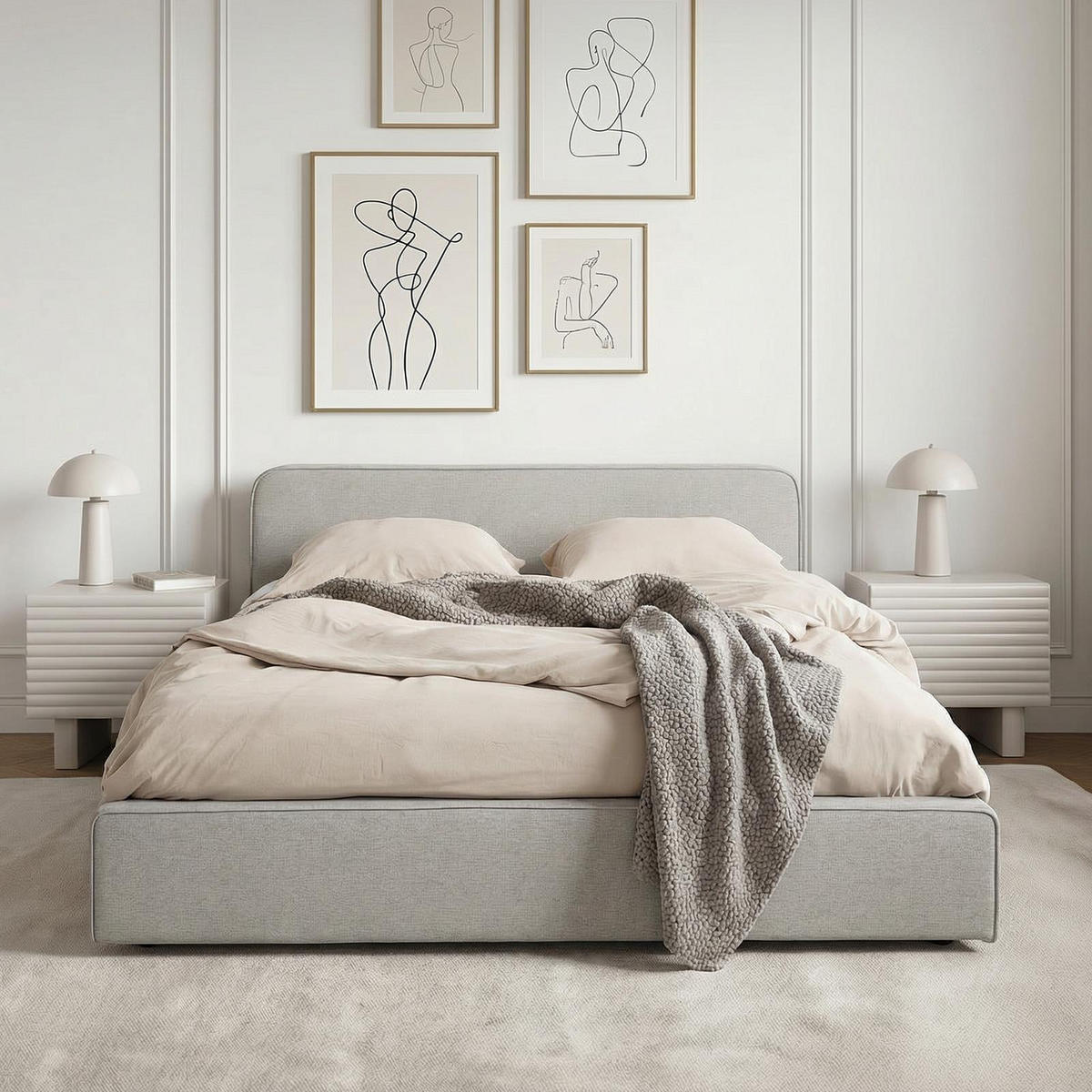 POLSTERBETT MARINI 140x200 cm hellgrau - Hellgrau, Textil (140/200cm) - IDIMEX