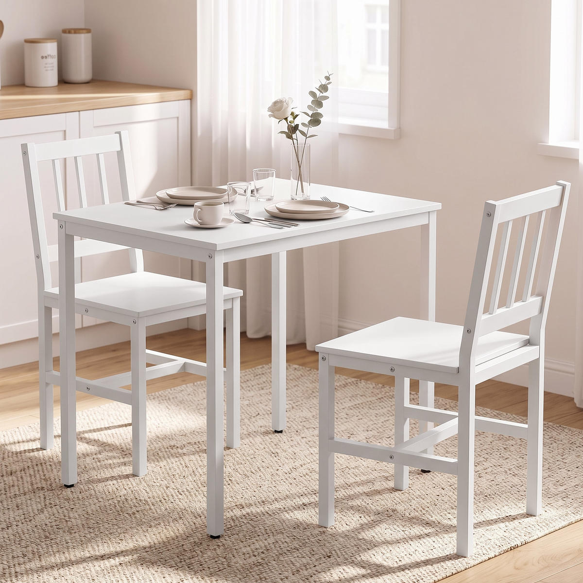 ESSGRUPPE MDF Kohlenstoffstahl Weiß - Weiß, Holzwerkstoff/Metall (60/75/80cm) - HOMCOM