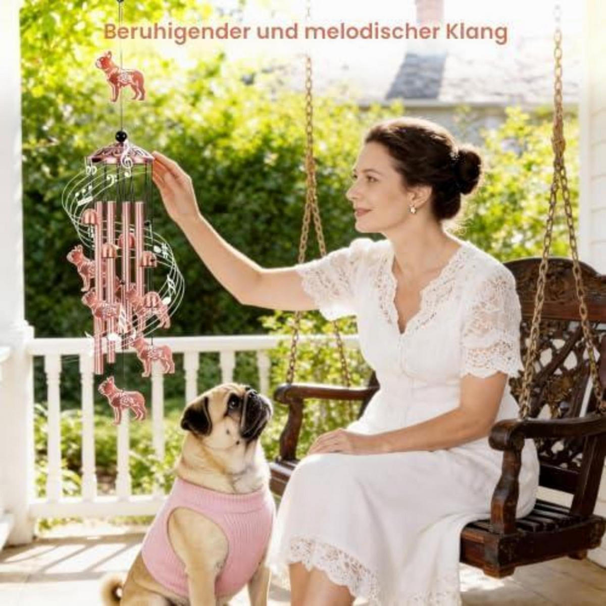 WINDSPIEL Französische Bulldogge Bronze-Look 87 cm - Bronzefarben, Metall (255.9/8/8cm)