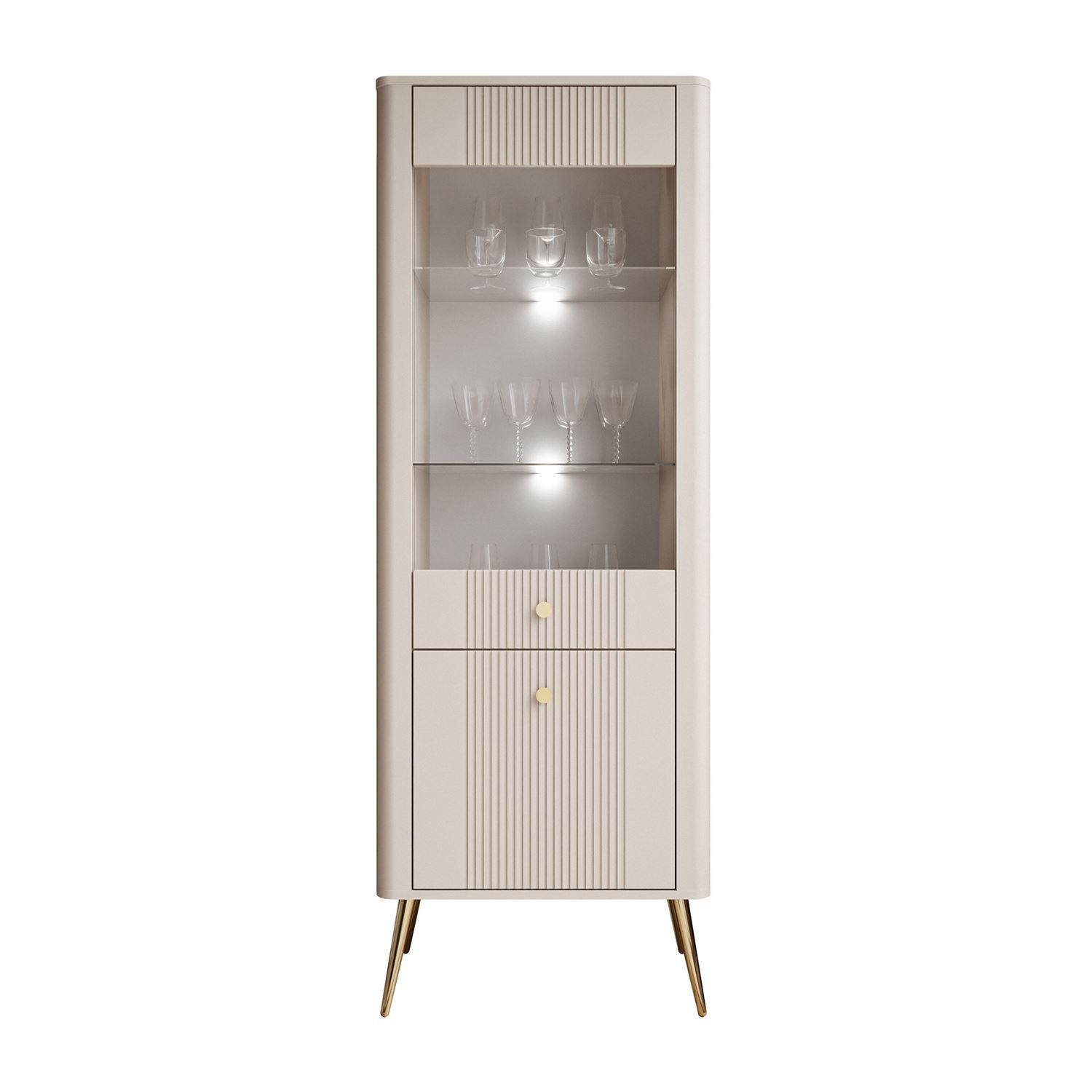 VITRINE ELYSIA KASCHMIR mit LED-Beleuchtung - Kaschmir, Holzwerkstoff (65/180/39cm) - Lookway