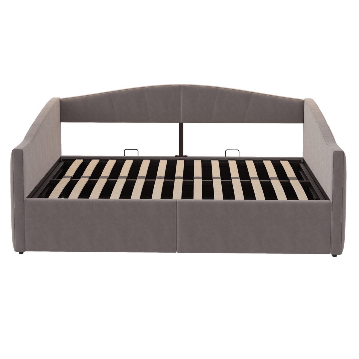 SAMT-POLSTERBETT 140/200 cm mit Bettkasten und Lattenrost in Grau - Dunkelgrau, Leder (140/200cm) - BEAOK