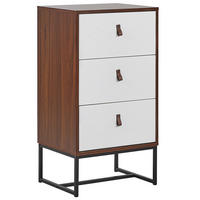 KOMMODE 3 Schubladen dunkler Holzfarbton/weiß Nueva - Dunkelbraun/Schwarz, Holzwerkstoff (49/91/38cm) - Beliani