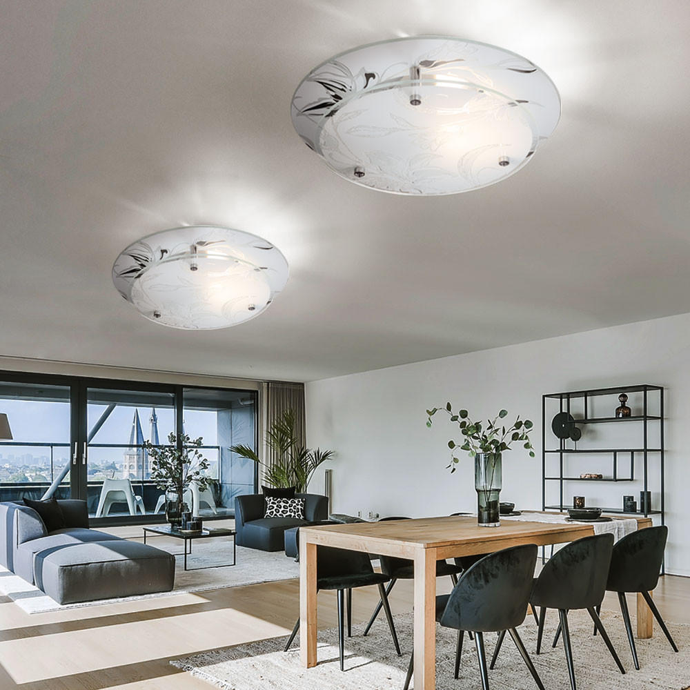 LED DECKENLEUCHTE Claire Metall Weiß 2er Set - Weiß, Glas (25/25/9.5cm) - Globo Lighting