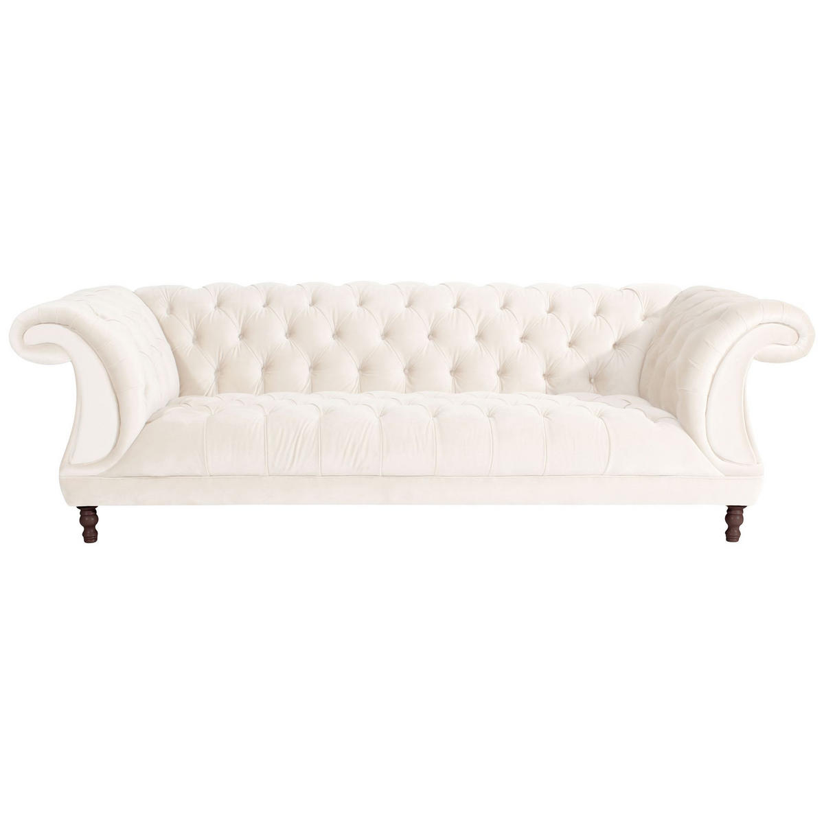 CHESTERFIELD Sofa 3-Sitzer Kaylin Samtvelours creme - Creme, Kunststoff (253/80/100cm) - 58aufmkessel