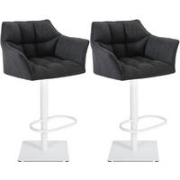 BARHOCKER 2er Set Stoff Dunkelgrau - Dunkelgrau/Weiß, Textil/Metall (64/88/45cm) - CLP