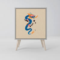 SIDEBOARD MYTHOLOGICAL CREATURES, Grau, 57,5x42x77,5 cm, Schräge Buchenholzfüße - Buchefarben/Multicolor, Holzwerkstoff/Buchenholz (57.5/77.5/42cm) - SpaceRebels
