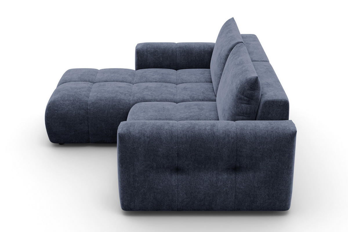 ECKSOFA VERONA 3-Sitzer links, Marineblau - Blau/Schwarz, Holz/Textil (224/173cm) - Courtois Laville