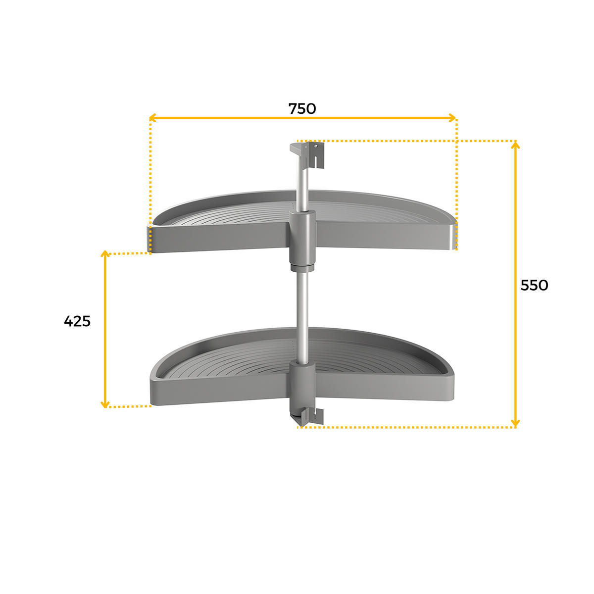 DREHPLATTEN Shelvo 1/2, für 900mm Modul, Kunststoff und Aluminium, Grau 2er-set - Grau, Kunststoff (90/55/44cm) - EMUCA