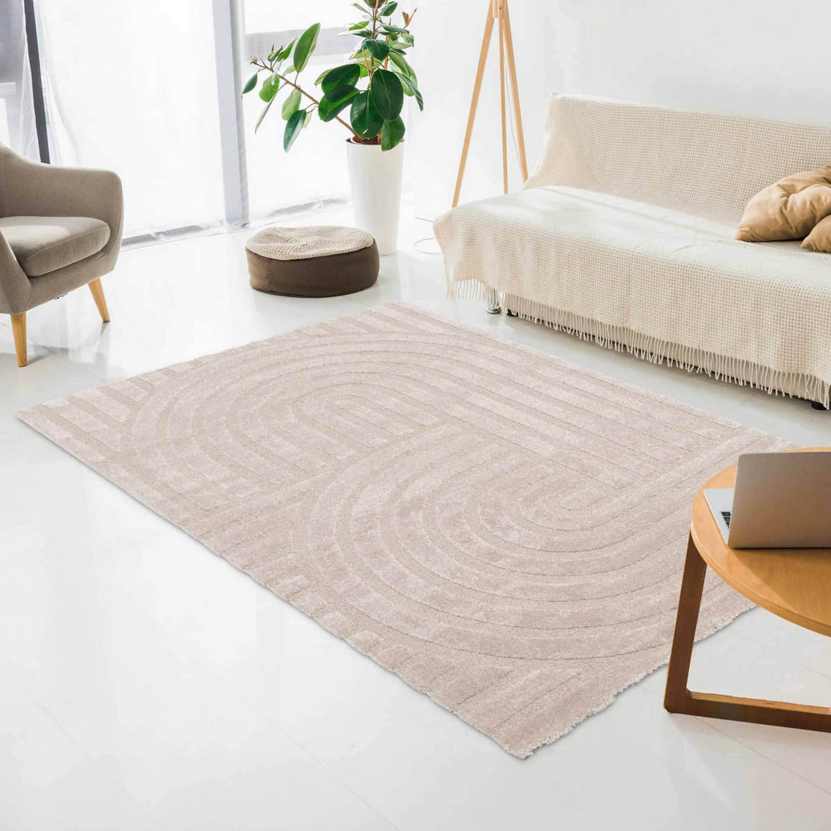 TEPPICH, Beige - Beige, Textil (120/170cm) - Oviala