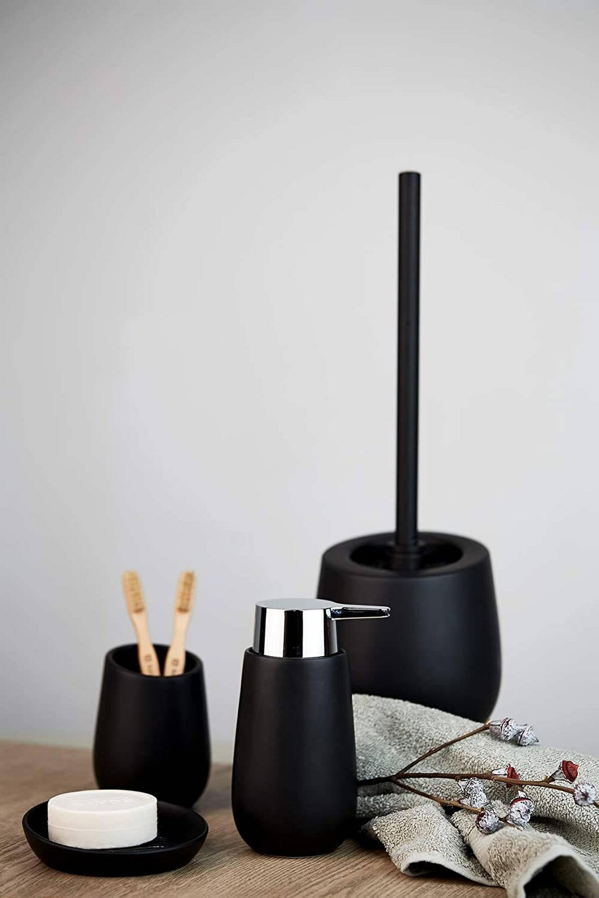 WC-BÜRSTE Badi 13,5/13,5/38 cm - Schwarz, Keramik (13.5/38/13.5cm) - Wenko