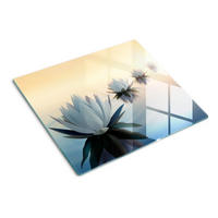 GLASPLATTE 60x52 cm Lotusblumen - Weiß, Glas (60/0.4/52cm) - TULUP
