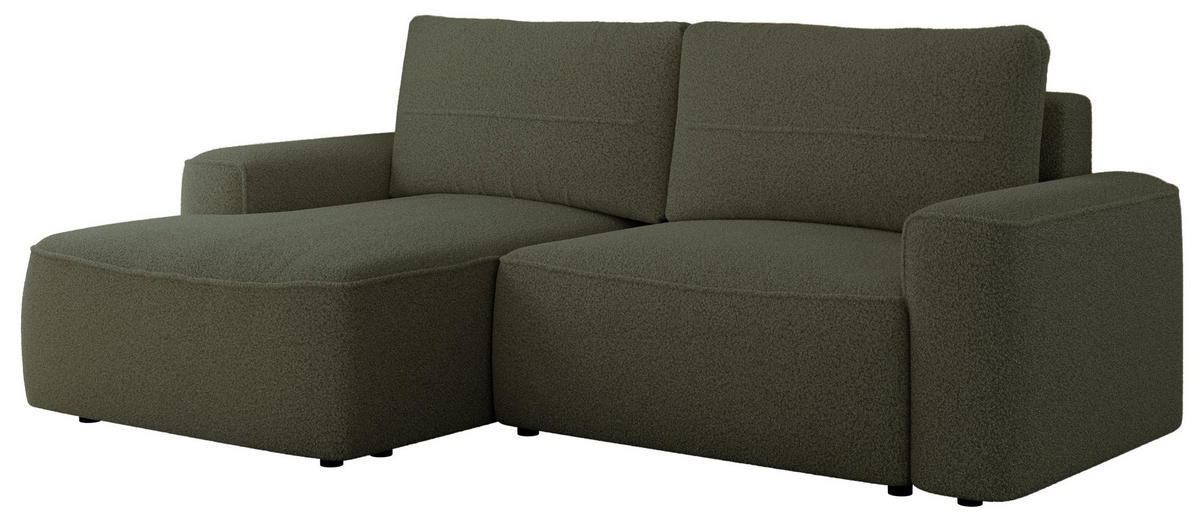 ECKSOFA BELLUNO L Grün Boucle - Links - Schwarz/Grün, Textil (144/233cm) - MKS