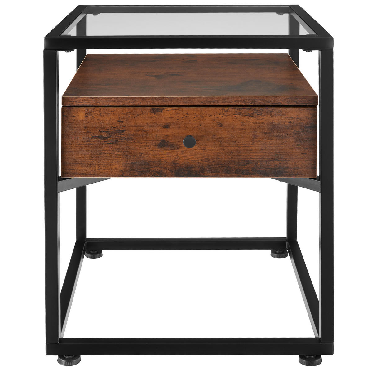 NACHTSCHRANK Preston,43 x 45 x 54,5 cm,Industrial Holz dunkel, rustikal - Rostfarben, Holzwerkstoff (43/54.5/45cm) - tectake