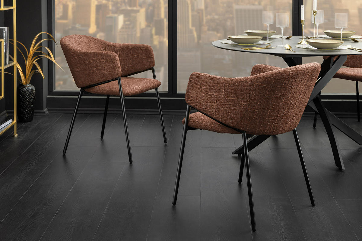 STUHL NOBLESSE Chenille Braun 80 cm - Schwarz/Braun, Textil/Metall (54/77/62cm) - riess-ambiente