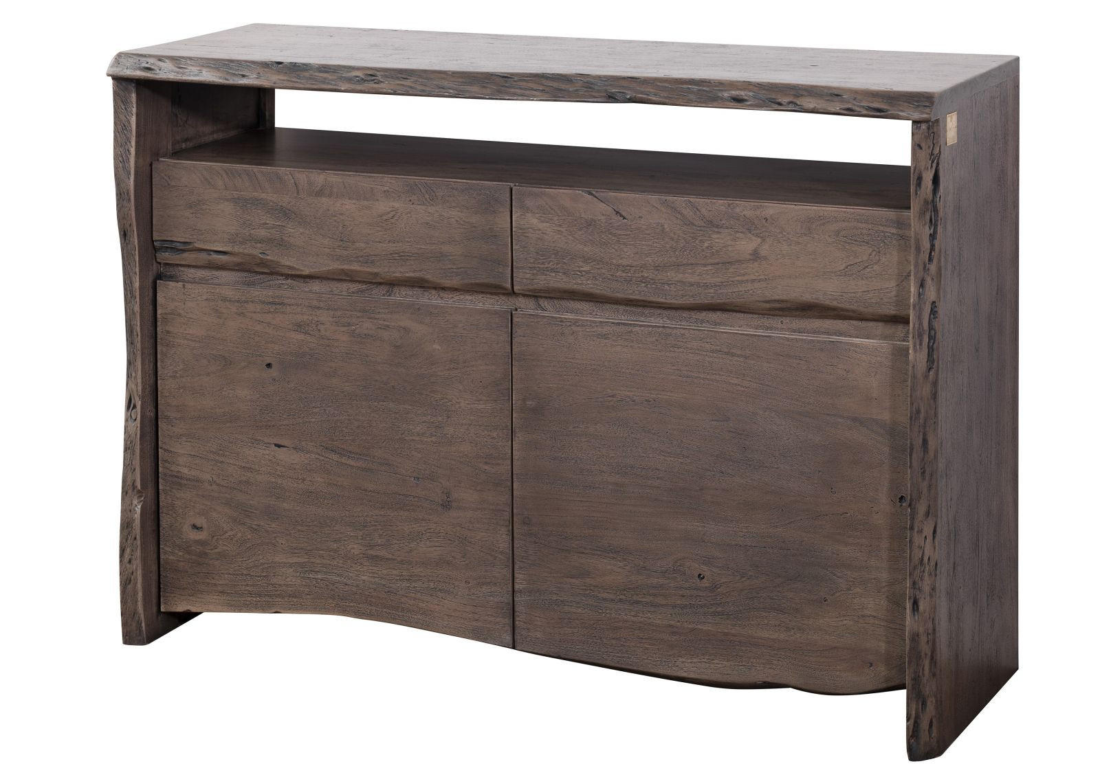 SIDEBOARD Akazie 131x45x96 grau lackiert PURE ACACIA #401 - Grau, Holz (131/96/45cm) - Massivmoebel24