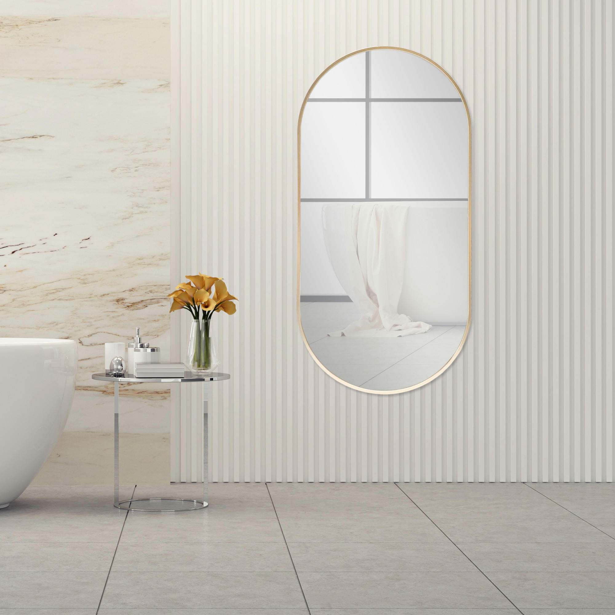 WANDSPIEGEL Corato - Goldfarben, Glas/Metall (38.4/2.8/78.4cm) - [en.casa]