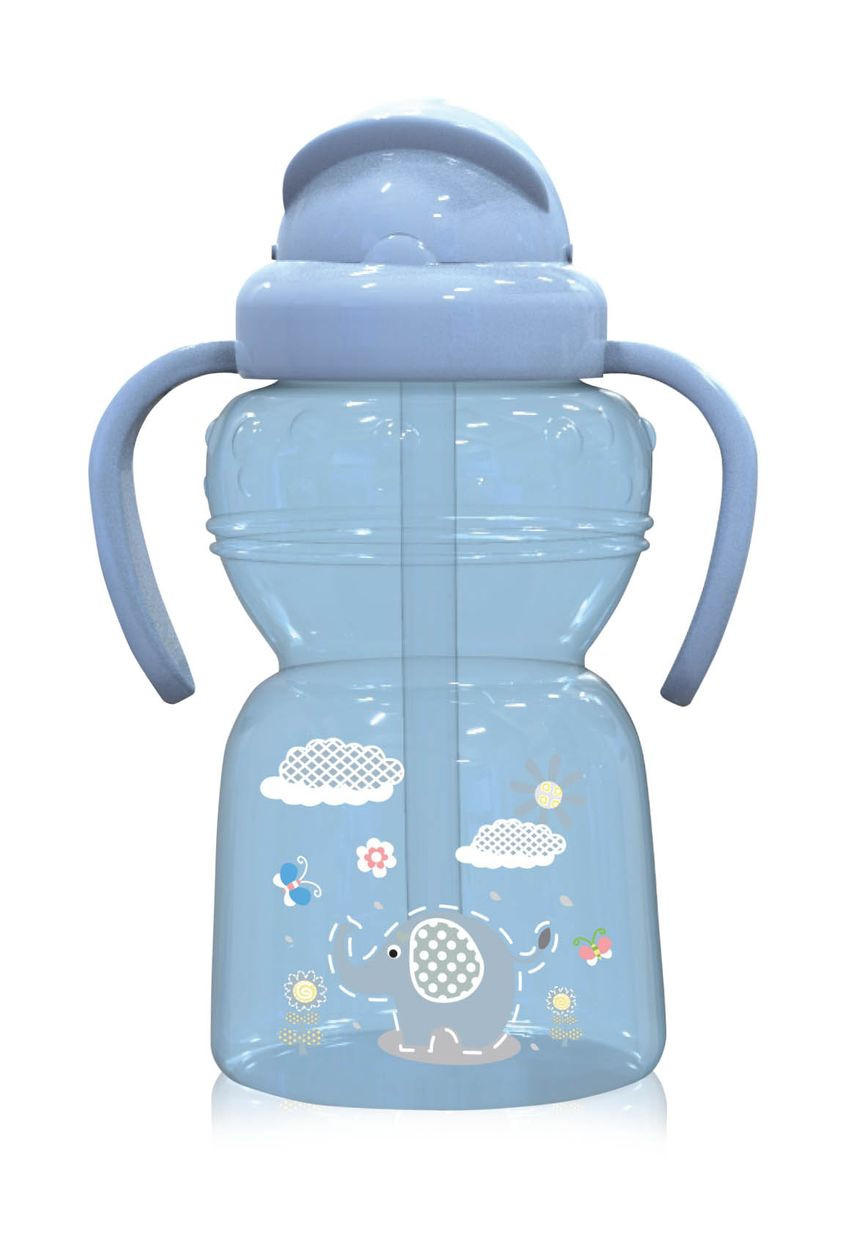 TRINKLERNBECHER Sport Sipper 1020077 blau Silikon, Kunststoff, deckel, Schutzdeckel, Trinkhalm, Haltegriffe - Blau, Kunststoff (9/17/9cm) - Baby Care