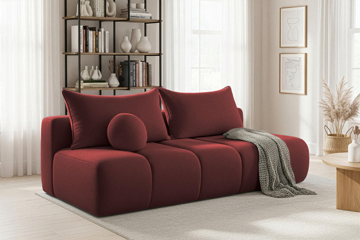SCHLAFSOFA Milla mit Bettkasten, Weinrot Rot 205/97/85 cm - Rot, Textil/Metall (205/97/85cm) - WFL GROUP