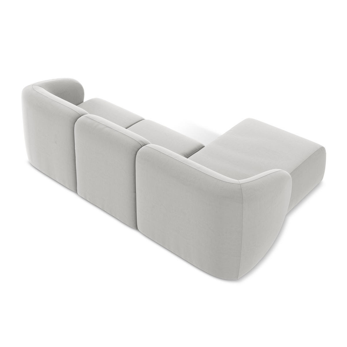 ECKSOFA Links Samt Stoff Grau - Silberfarben/Schwarz, Holzwerkstoff/Kunststoff (248/166cm) - LaMiaSofa