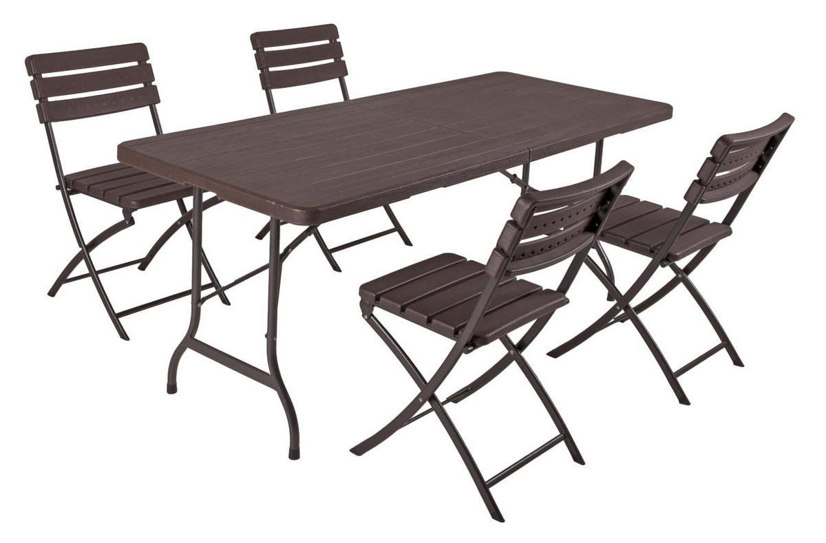 GARTEN-SITZGRUPPE Nora 5-teilig Gartenmöbel-Set - Braun, Kunststoff - DELUKE