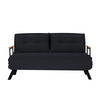 SCHLAFSOFA für 2 Personen mit Stoffbezug und Metallfüßen 133/50/41 cm - Schwarz, Metall (50/41/133cm) - Calicosy