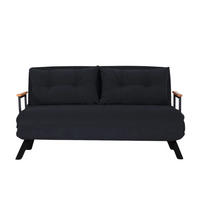 SCHLAFSOFA für 2 Personen mit Stoffbezug und Metallfüßen 133/50/41 cm - Schwarz, Metall (50/41/133cm) - Calicosy