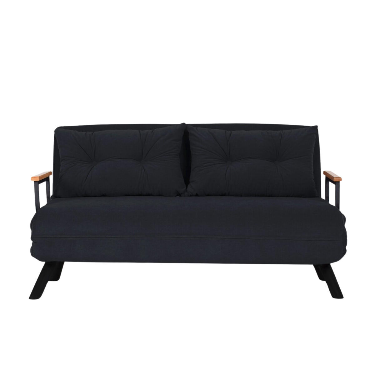 SCHLAFSOFA für 2 Personen mit Stoffbezug und Metallfüßen 133/50/41 cm - Schwarz, Metall (50/41/133cm) - Calicosy