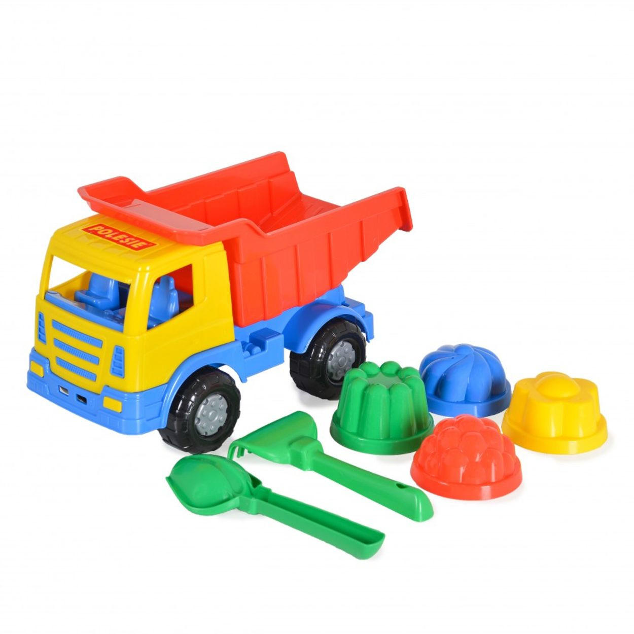 SANDSPIELZEUG Spielzeug-Set 93226 bunt 7-teilig, LKW, Förmchen, Schaufel, Rechen, ab 12 Monaten, Kunststoff - Multicolor, Kunststoff (30/15/17cm) - Polesie