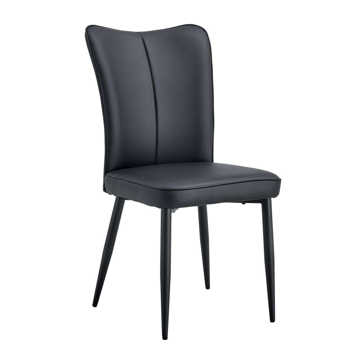 STUHL-SET DE-36516 2 Stück mit PU-Bezug und Metallbeinen Schwarz - Schwarz, Metall (44/89/45cm) - ComfortXL
