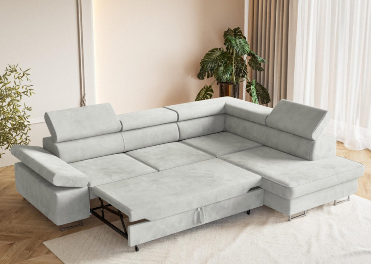 ECKSOFA Grau ALEX Mit Verstellbaren Kopfstützen Rechts - Grau, Textil (203/274cm) - Sepro Meble