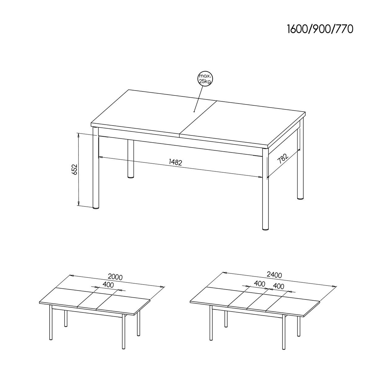 ESSTISCH Piano, Ausziehbarer Tisch 160/240, Mattschwarz + Warmia-Nussbaum - Dunkelbraun/Schwarz, Holzwerkstoff (90/160/77cm) - Beautysofa