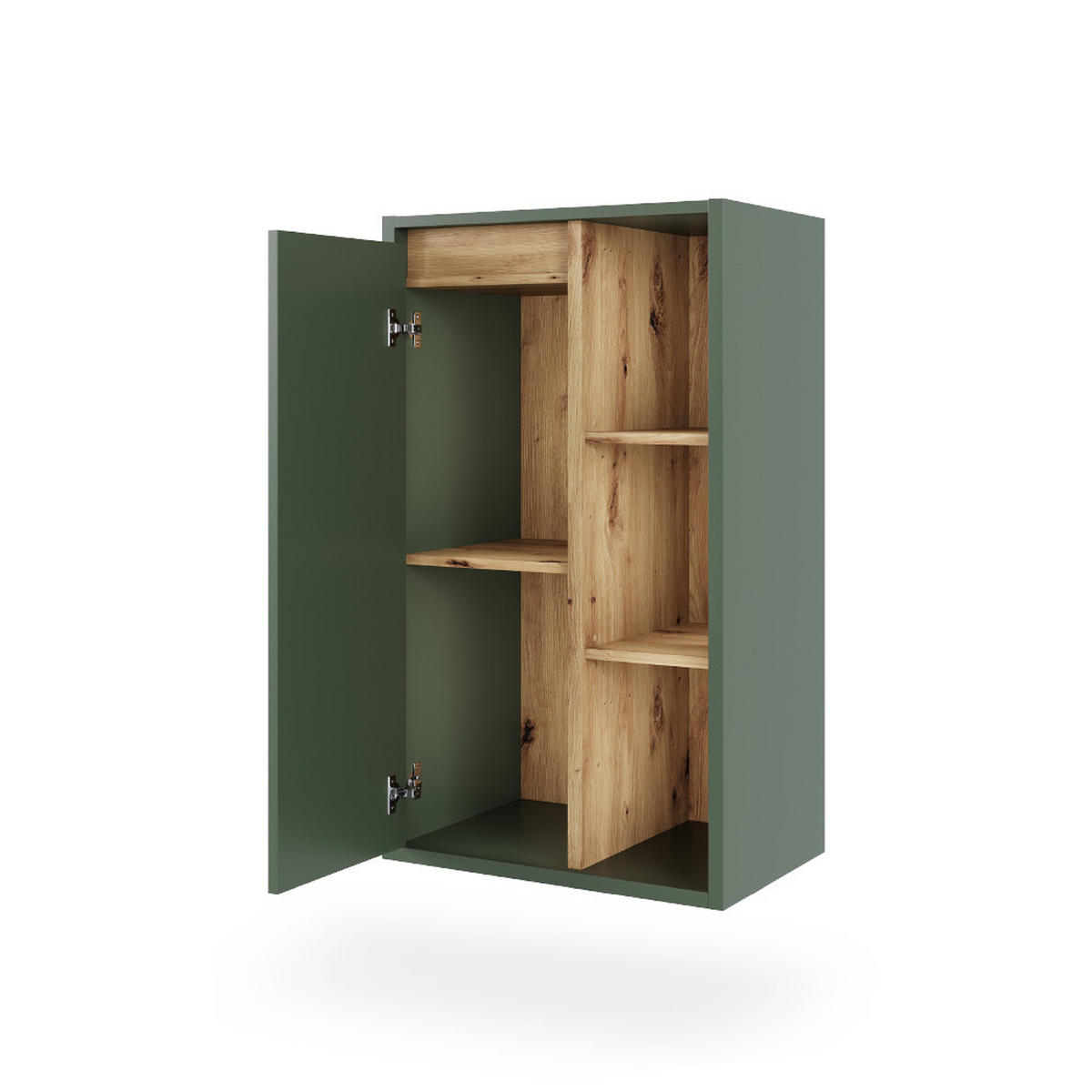 MIDISCHRANK Viola Grün/Artisan 50 x 86 cm mit offenen Regalen - Eiche Artisan/Grün, Holzwerkstoff (50/86/33cm) - Vicco