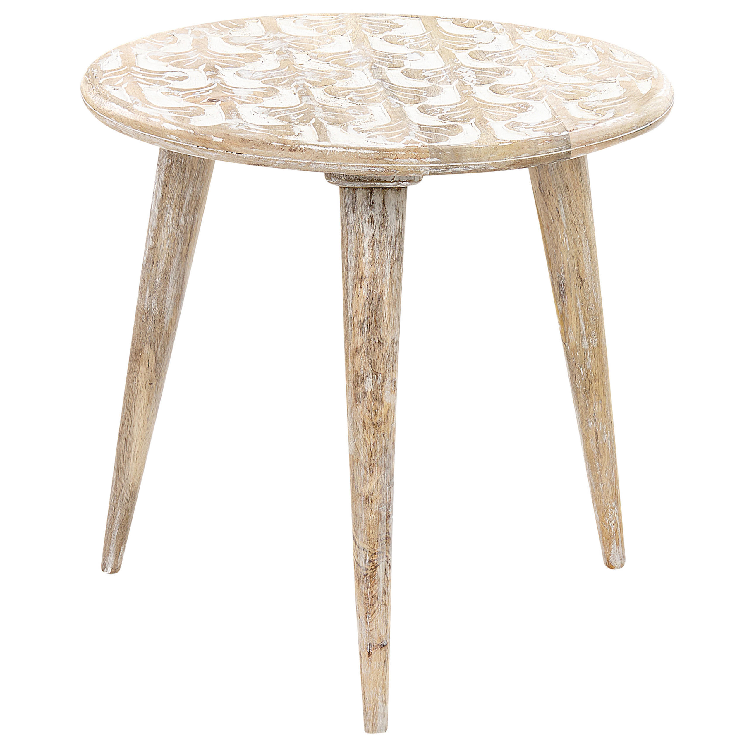 BEISTELLTISCH 2er-Set Rund Holz, Weiß Hursi - Hellbraun, Holz (46/46cm) - Beliani