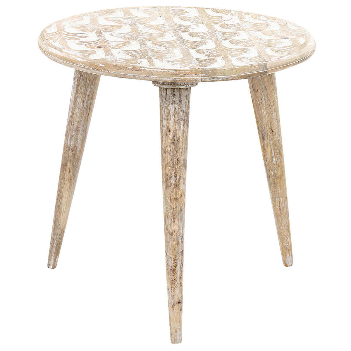 BEISTELLTISCH 2er-Set Rund Holz, Weiß Hursi - Hellbraun, Holz (46/46cm) - Beliani
