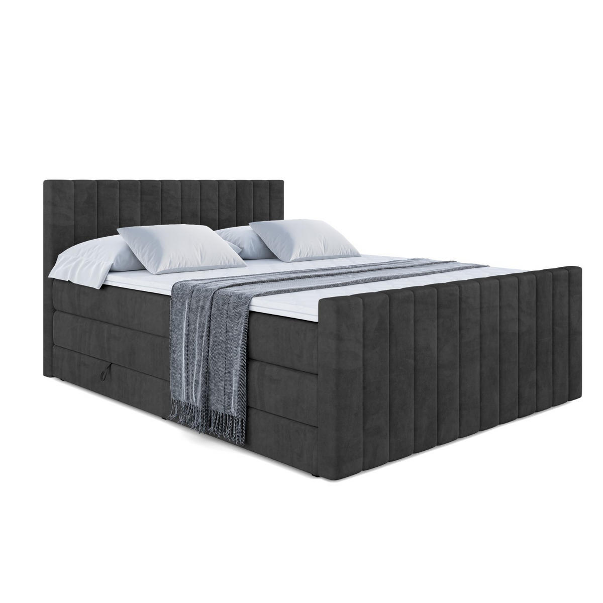 BOXSPRINGBETT EDITA-Z KING - 140x200 - H3/H4 - Schwarz - Schwarz, Holzwerkstoff (140/200cm) - ALTDECOR