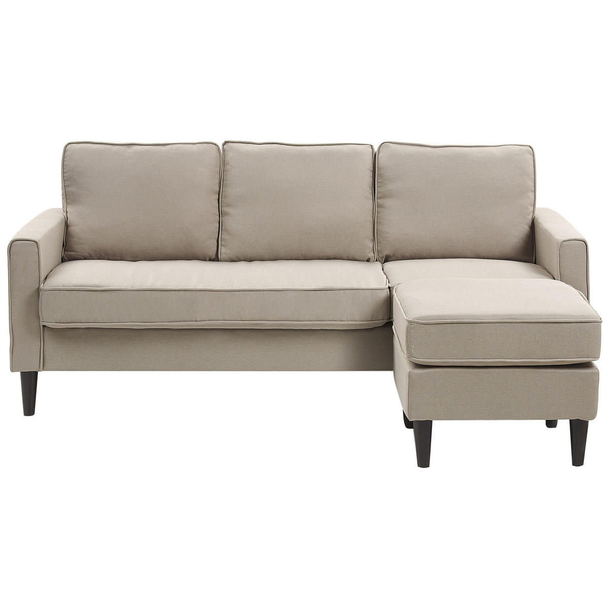 3-SITZER-SOFA mit Ottomane Polsterbezug Beige Avesta - Beige, Textil (186/85/131cm) - Beliani